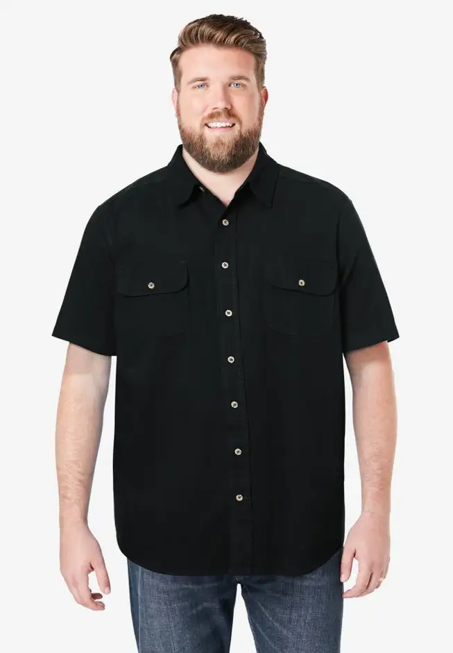 Short Sleeve Denim and Twill Shirt