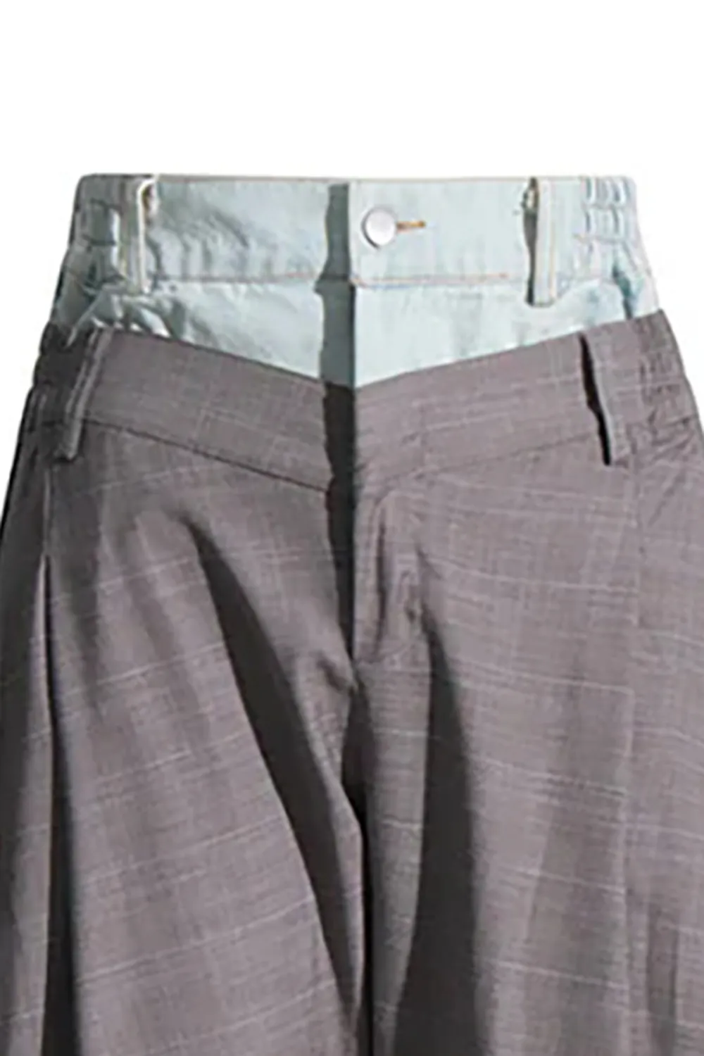 Double Waist High Rise Pleated Detail Hybrid Horseshoe Pants