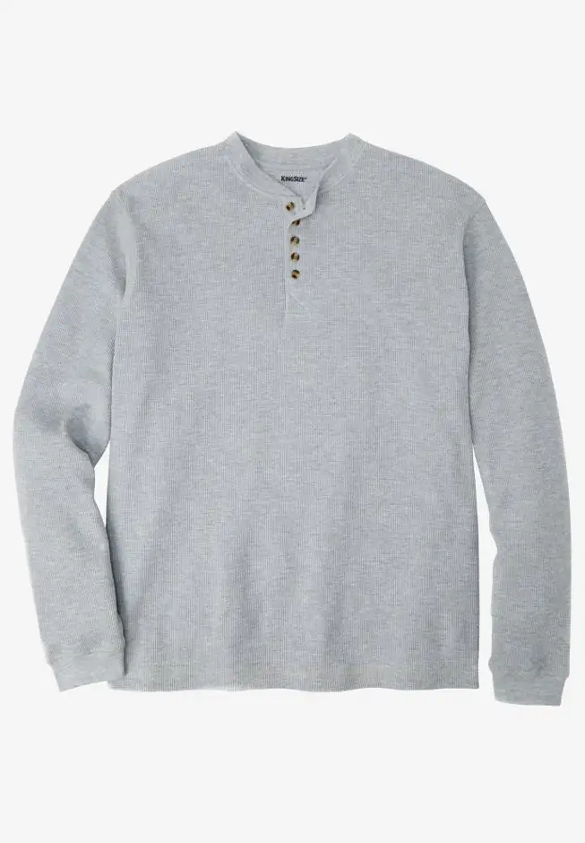 Waffle-Knit Thermal Henley Tee