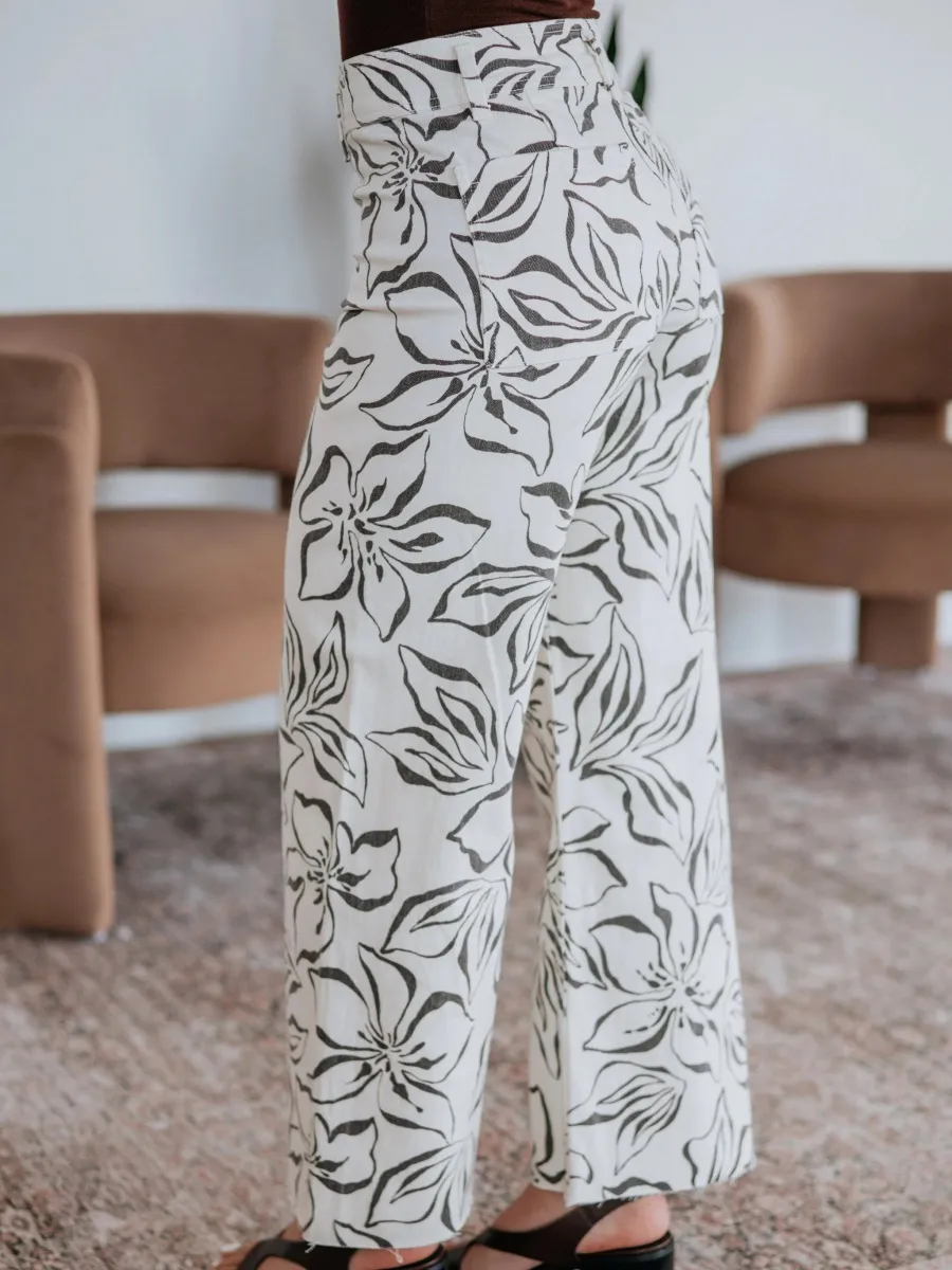 Floral Print Wide Leg Pants