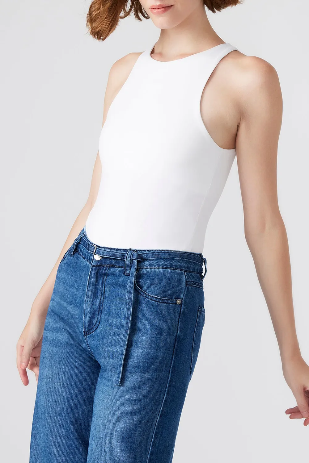 Crew Neck Bodysuit Red
