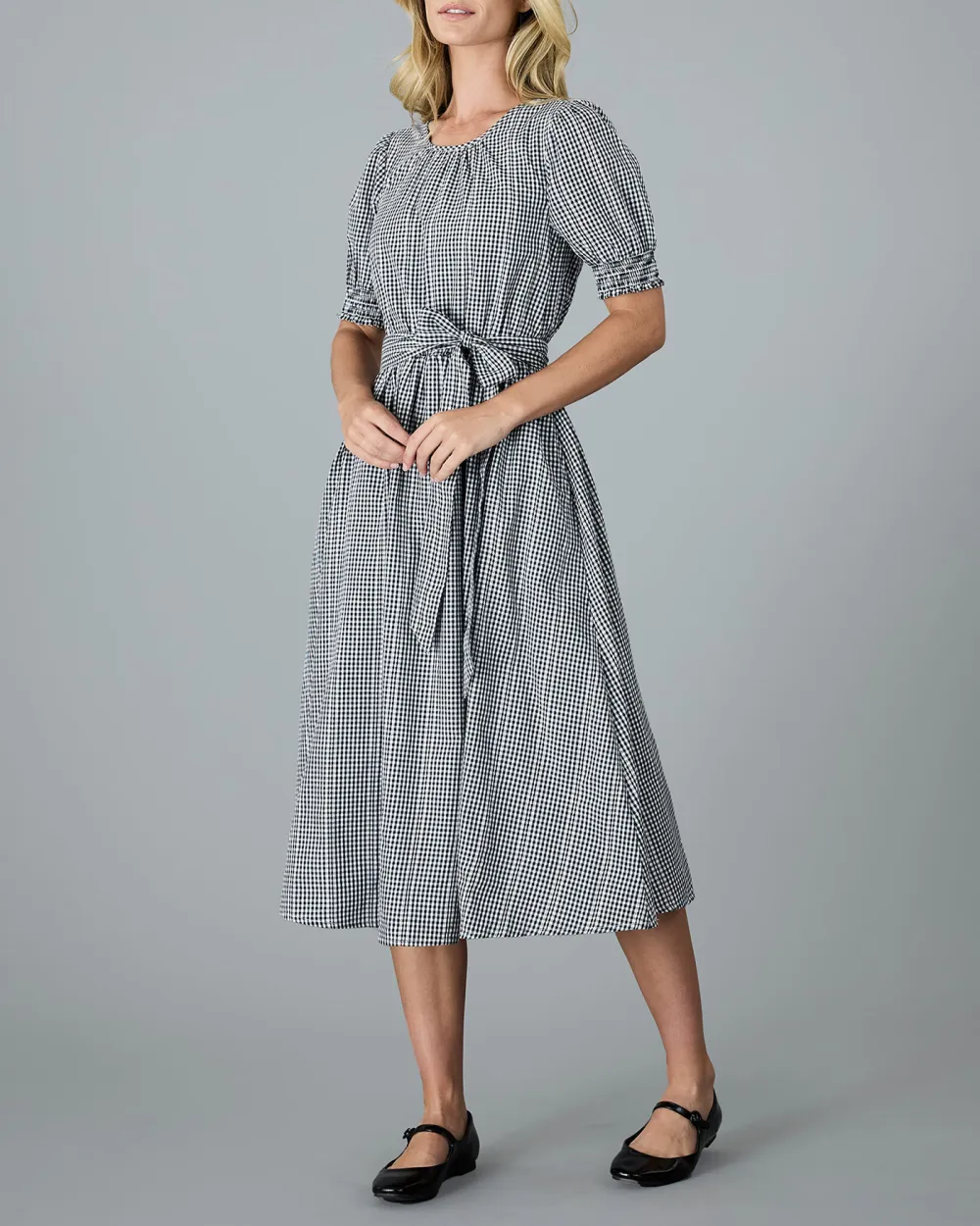 Black And White Gingham Midi Dress