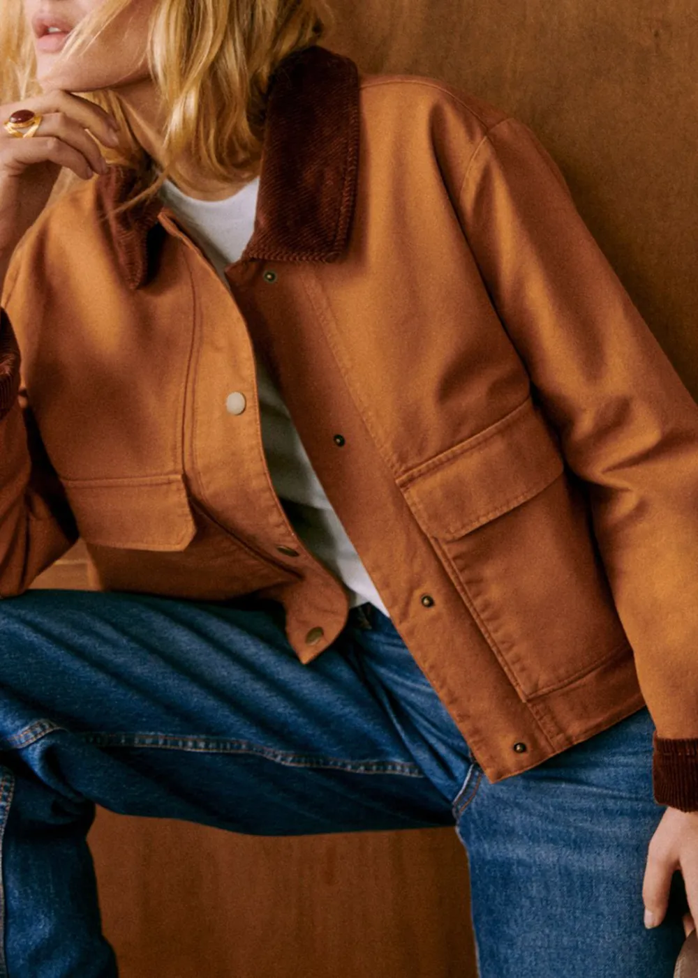 Apricot Short Denim Jacket