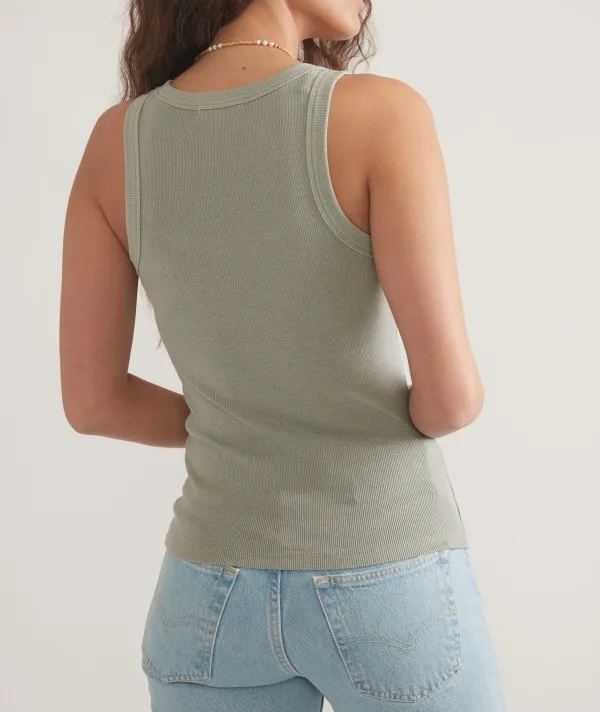 Faded Olive Textured Sleeveless Tee