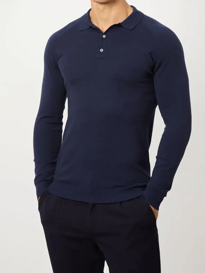 Denim Soft Simple Polo Shirt