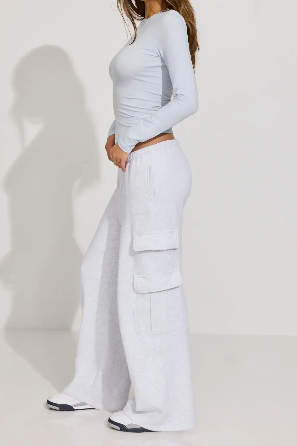 Soft Blue Long Sleeve Fitted T-Shirt