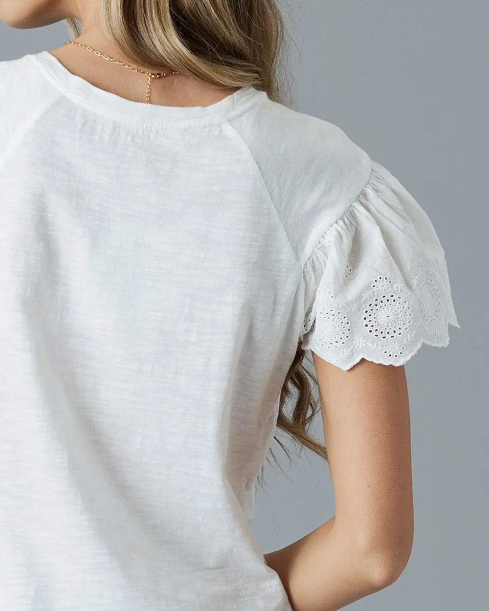 Casual T-Shirt With Delicate Eyelet Detailing