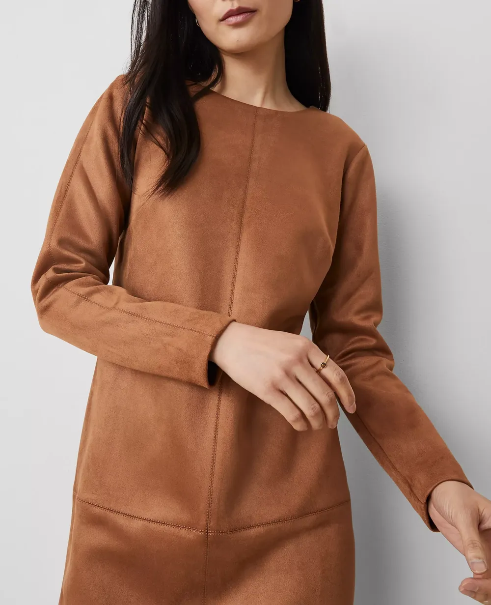 Faux Suede Shift Dress