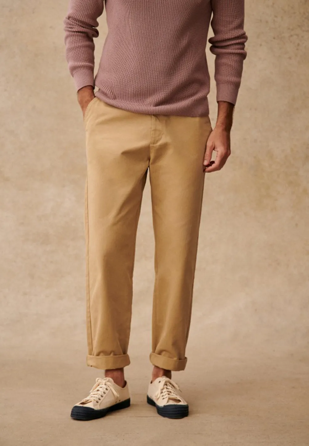 Straight Pants-Beige