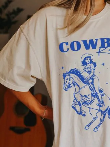 Cowboy Ride Horse Print T-Shirt