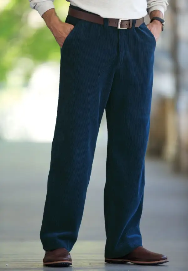 Six-Wale Corduroy Plain Front Pants
