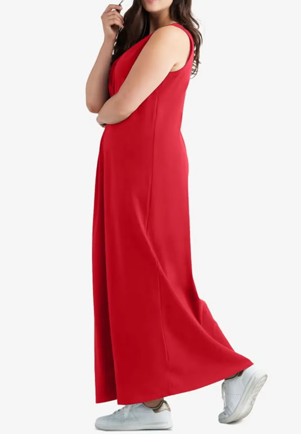 Solid Color Sleeveless Dress