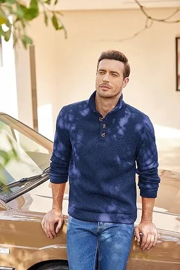 Men's Casual Slim Fit Pullover Sweater Knitted Thermal Sweatshirt.Fleece-lined For Warmth And Wind Protection.Comfortable And Stylish