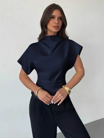 Ruched Linen Blend Blouse