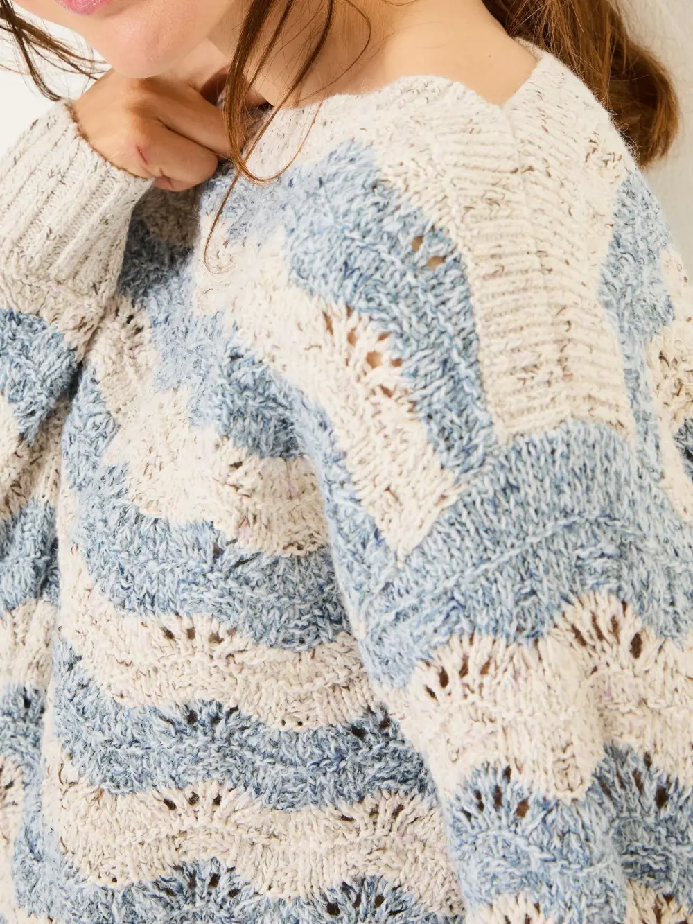 Natural Edith Texture Stripe Knitted Jumper