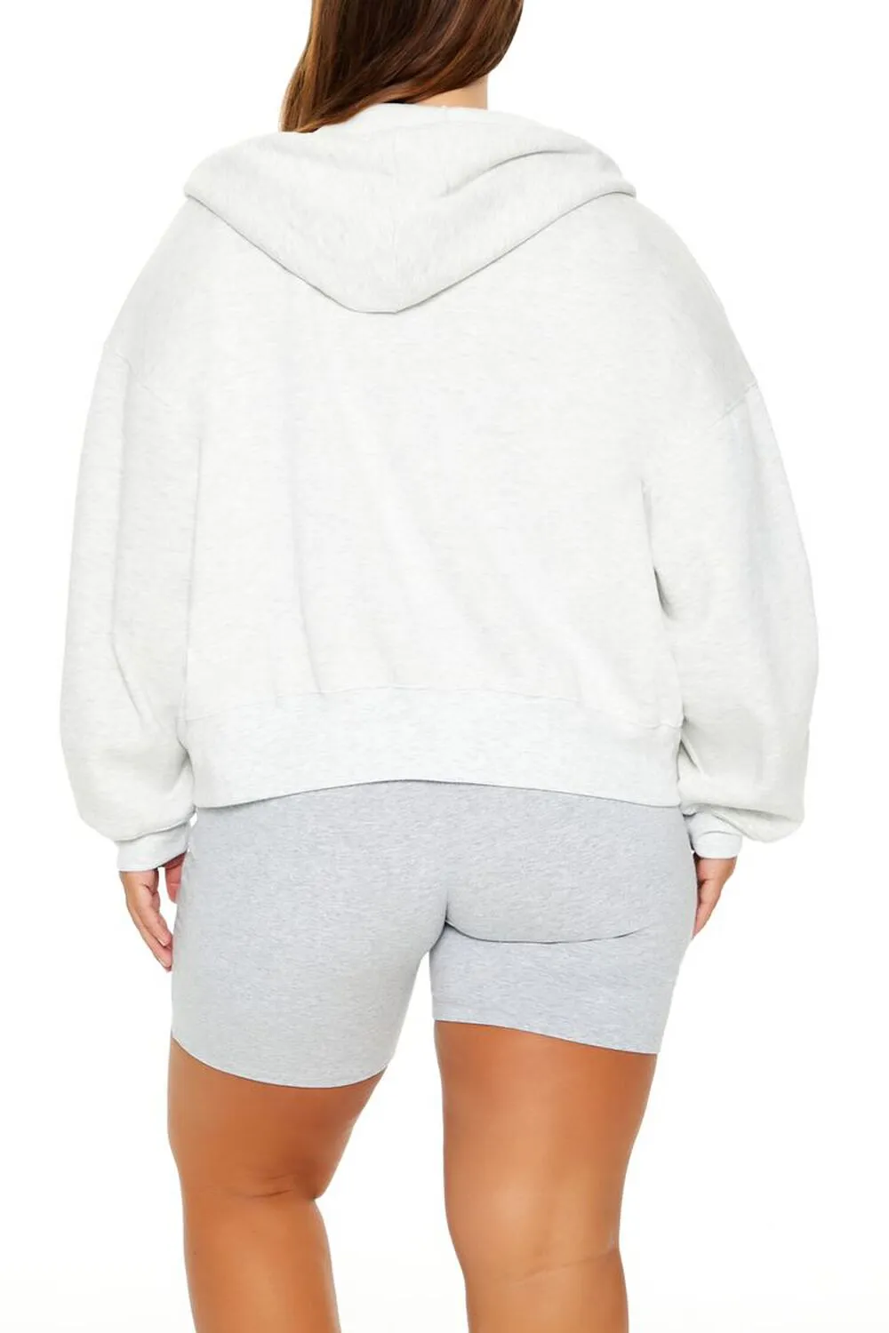 Plus Size Letter Print Zip-Up Hoodie