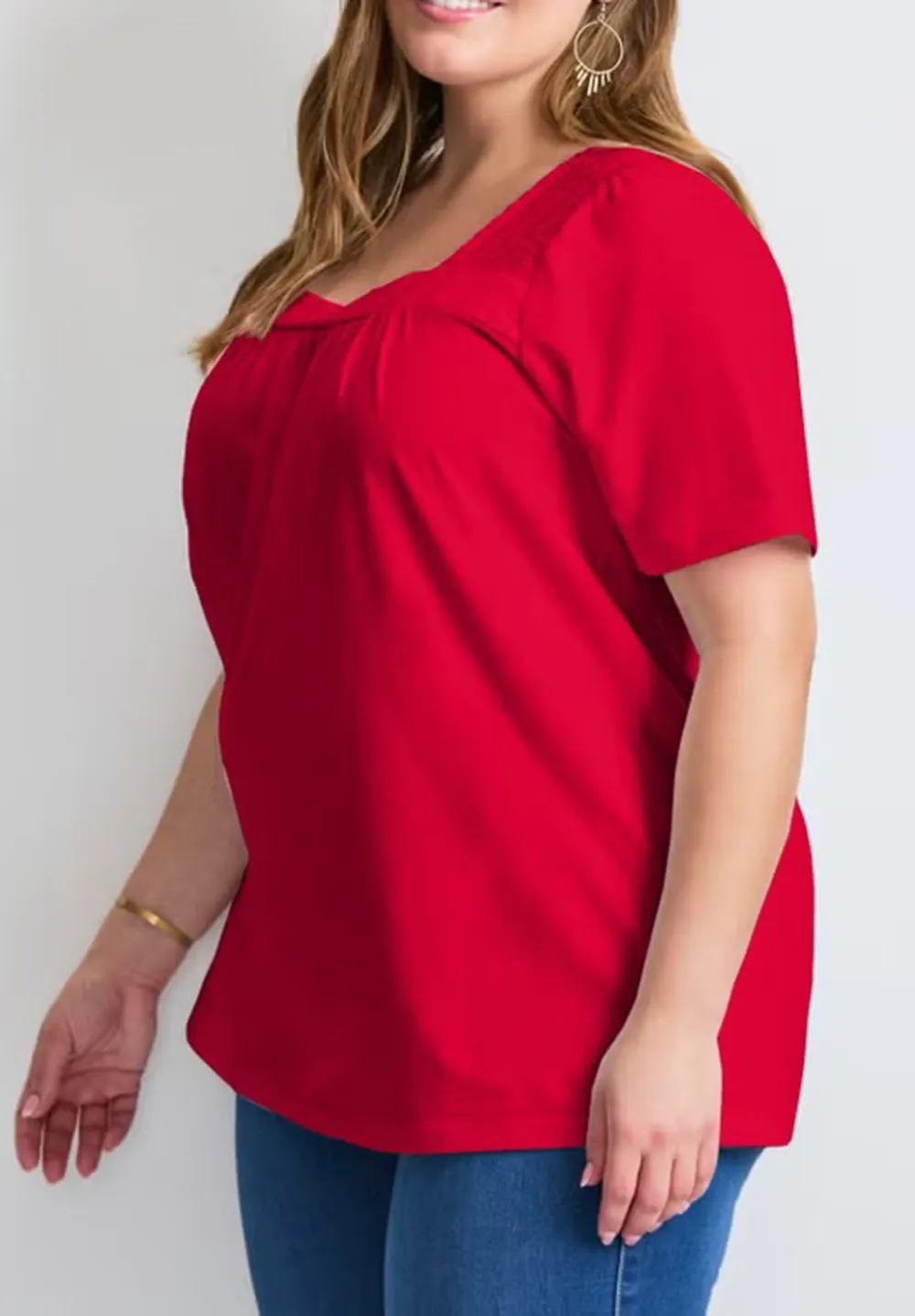 Square Neck Solid Color Top