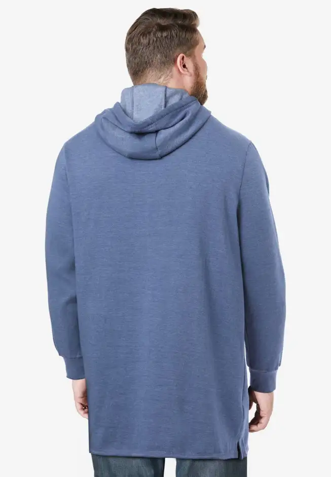 Fleece longer-length pullover hoodie