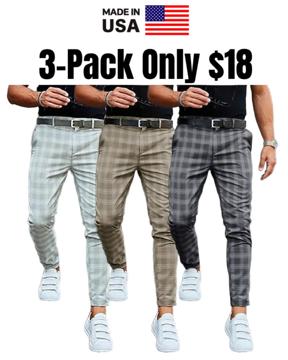 Men's Plaid Chinos Dress Pants