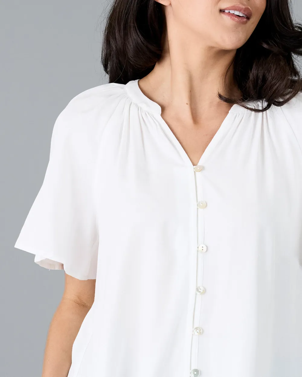 Elegant White Short Sleeve Blouse
