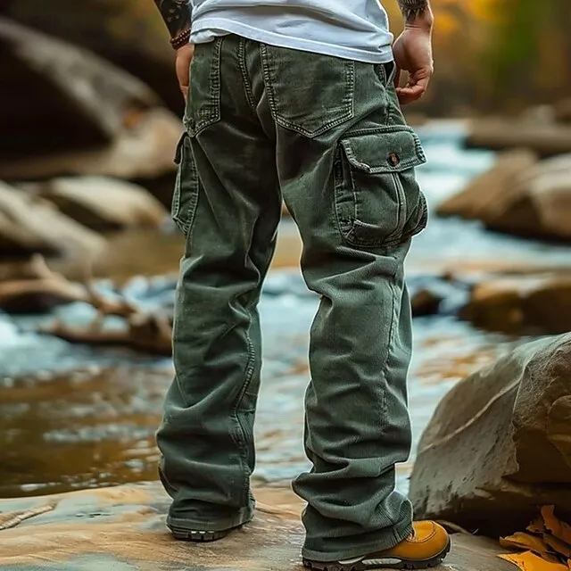 Men's Straight Leg Casual Corduroy Cargo Pants