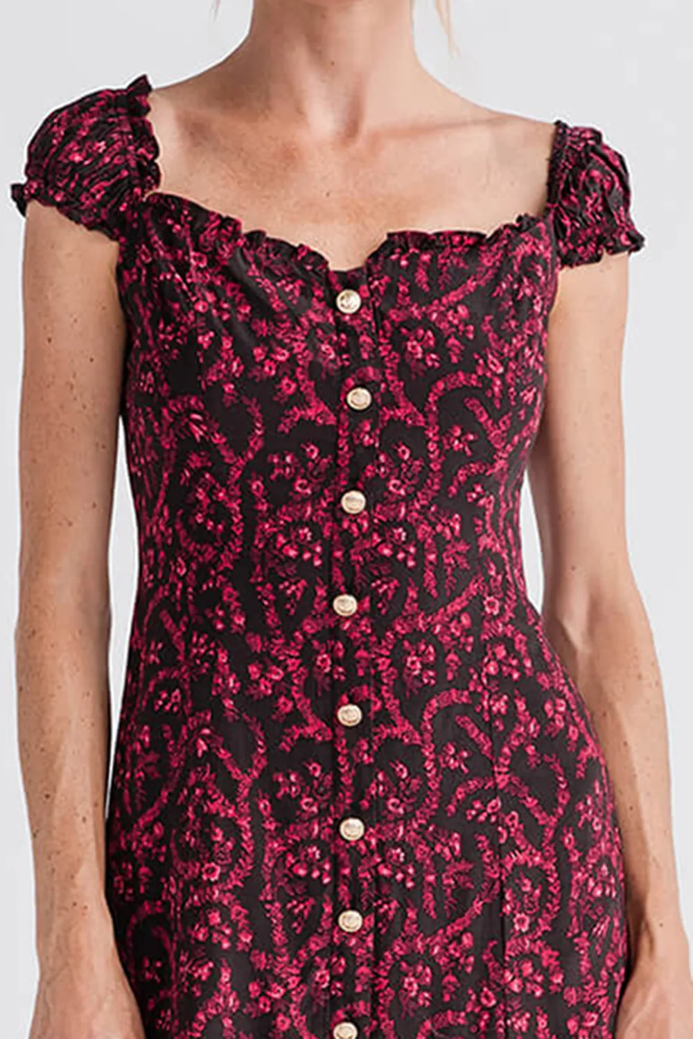 Olivaceous Dress - Black Red
