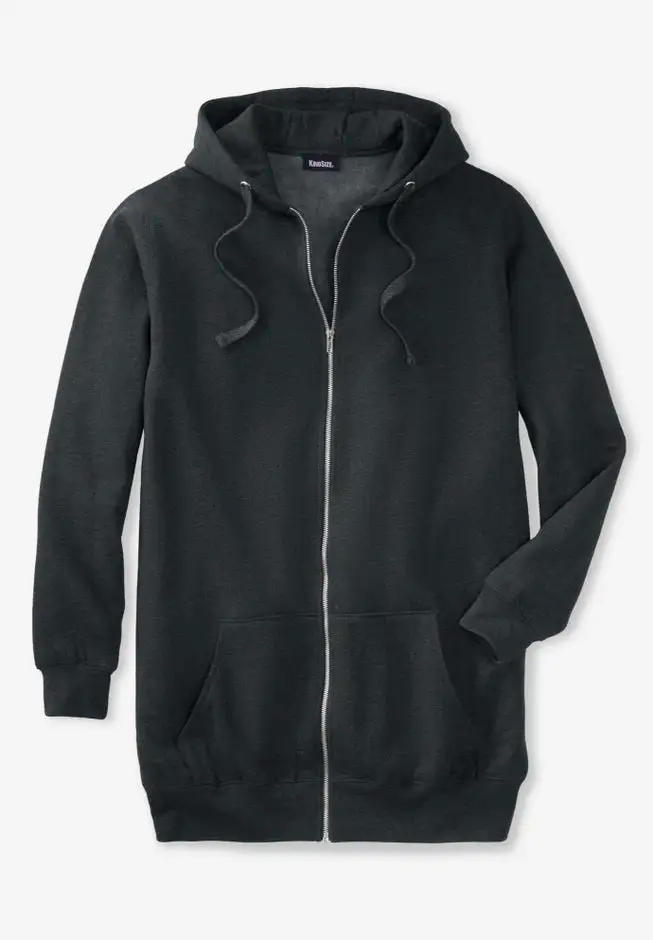 Longer-length Fleece Full Zip Hoodie