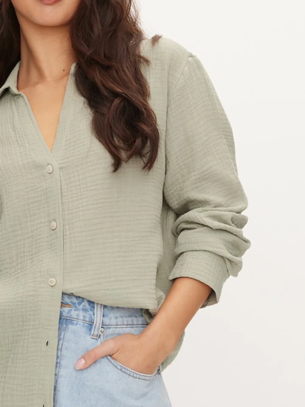 Solid Color Cotton Waffle Shirt