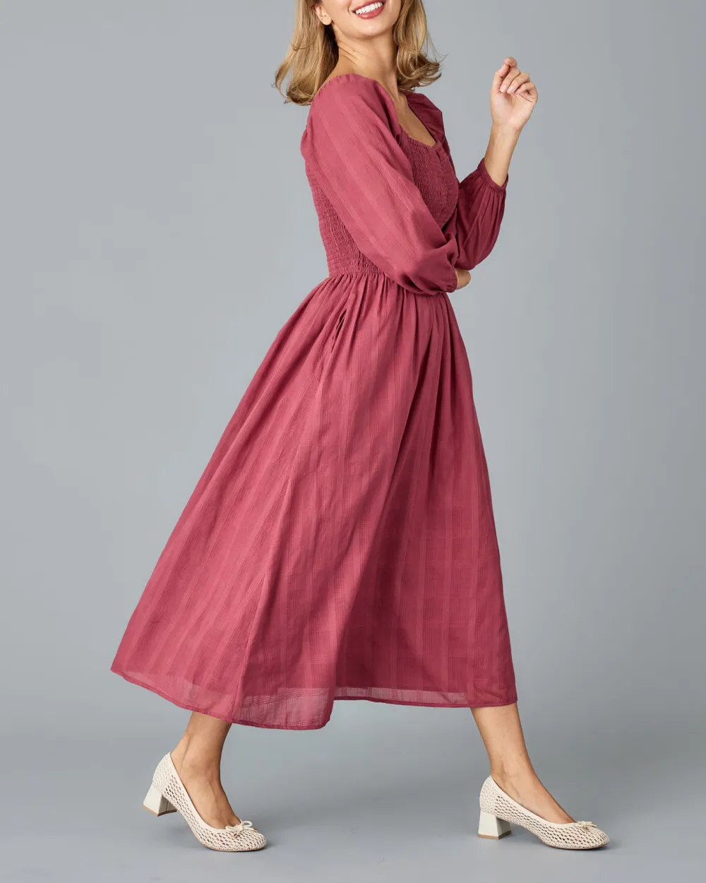 Square Necked Midi Dress