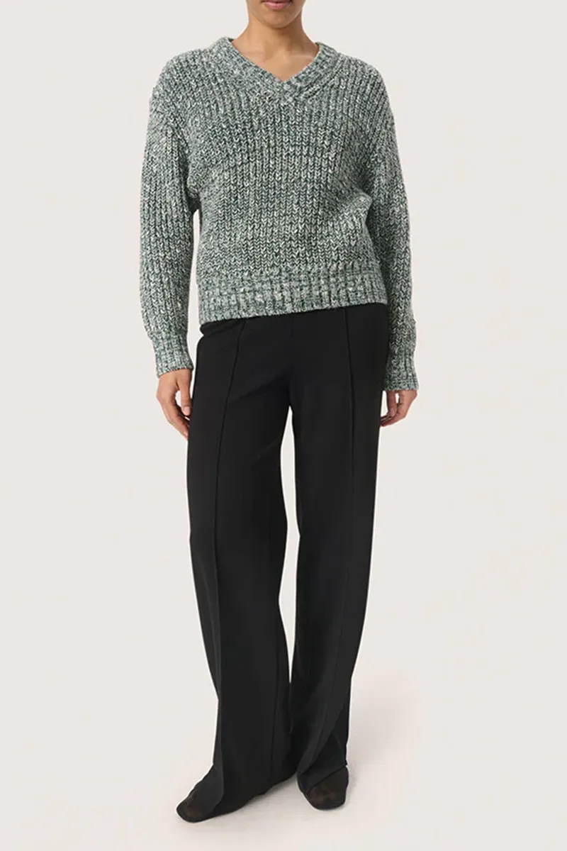 Textured V-Neck Knit Pullover