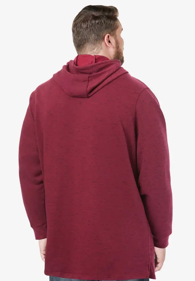 Fleece longer-length pullover hoodie