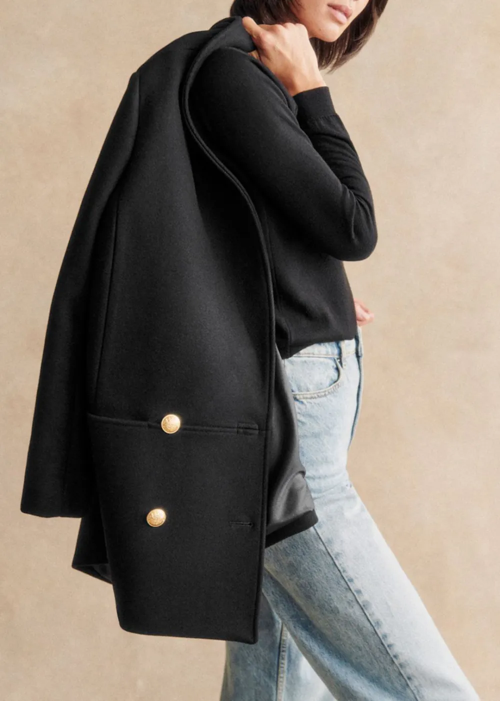 Cropped Shawl Collar Coat