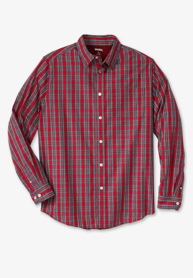 Long Sleeve Wrinkle-Free Plaid Shirt