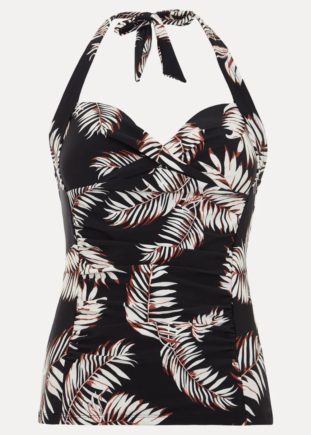 Plastic-Printed Heart-Neckline Swimming Top