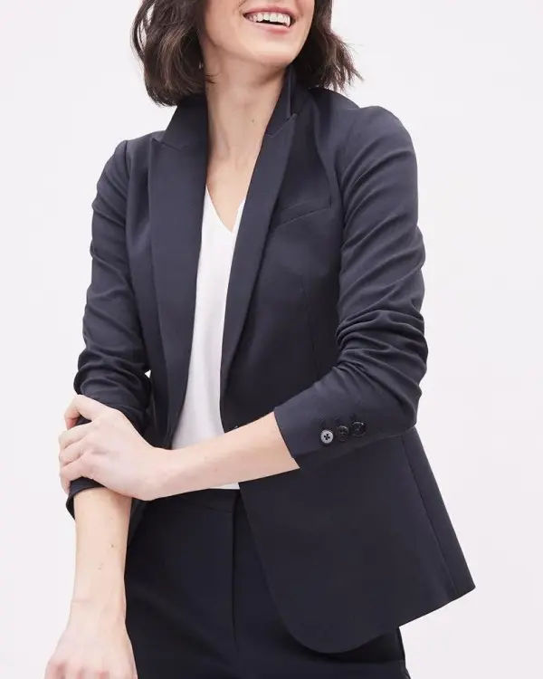 Navy Tailored Women's Blazer with Minimalist Style