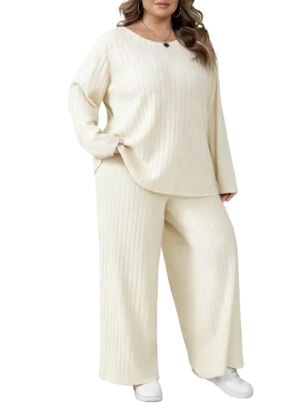 Plus Size Women's Casual Two-Piece T-Shirt & Pants Set