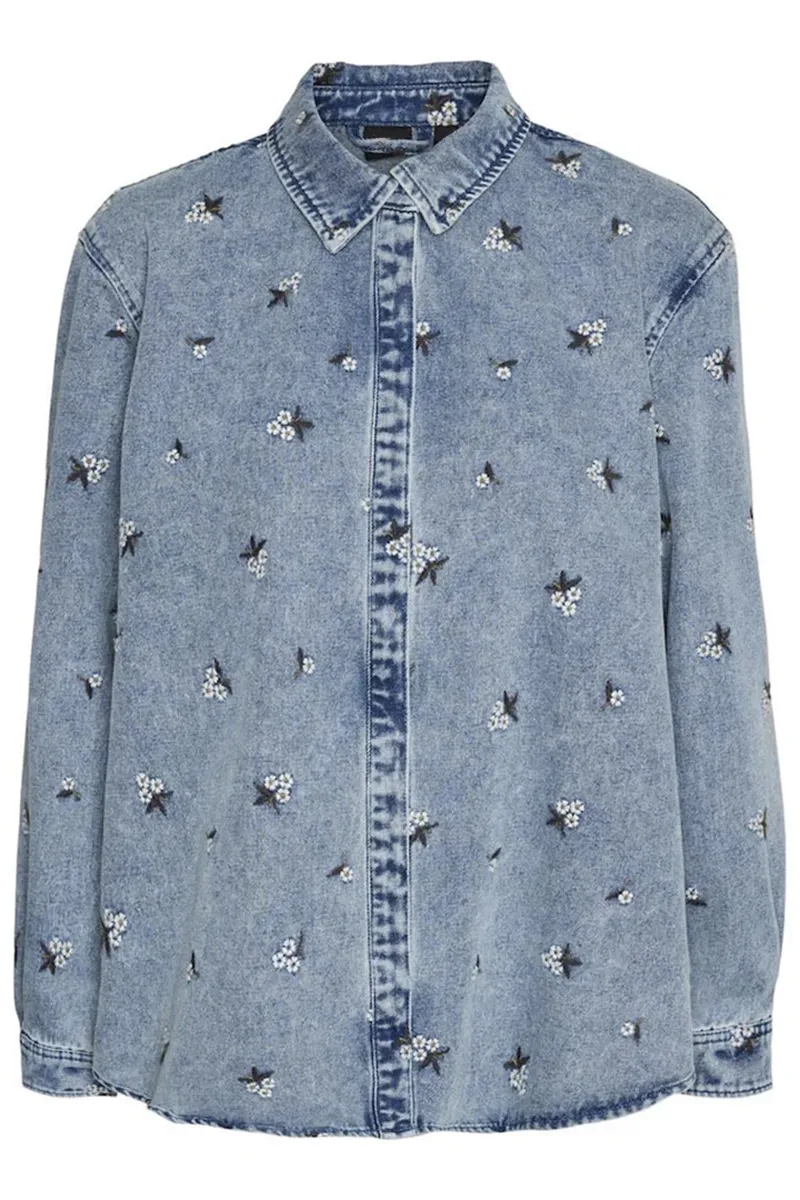 Floral Printed Denim Button Up Shirts