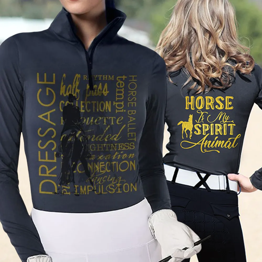 Women's Riding Style Dressage Print Long Sleeve Casual Shirt