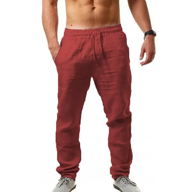 Men's Slim Fit Micro-Elastic Linen Trousers
