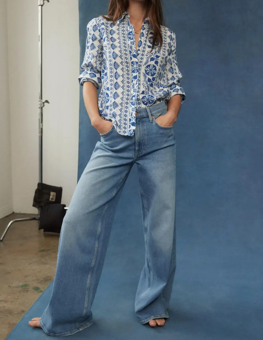 Light Blue Wide - Leg Denim Jeans