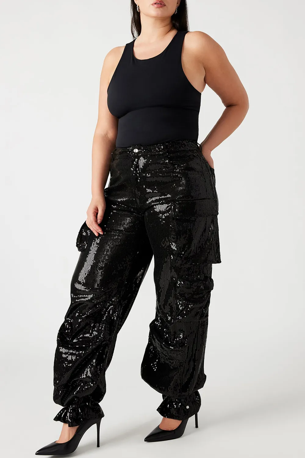 Cotton Sequin Pant Black