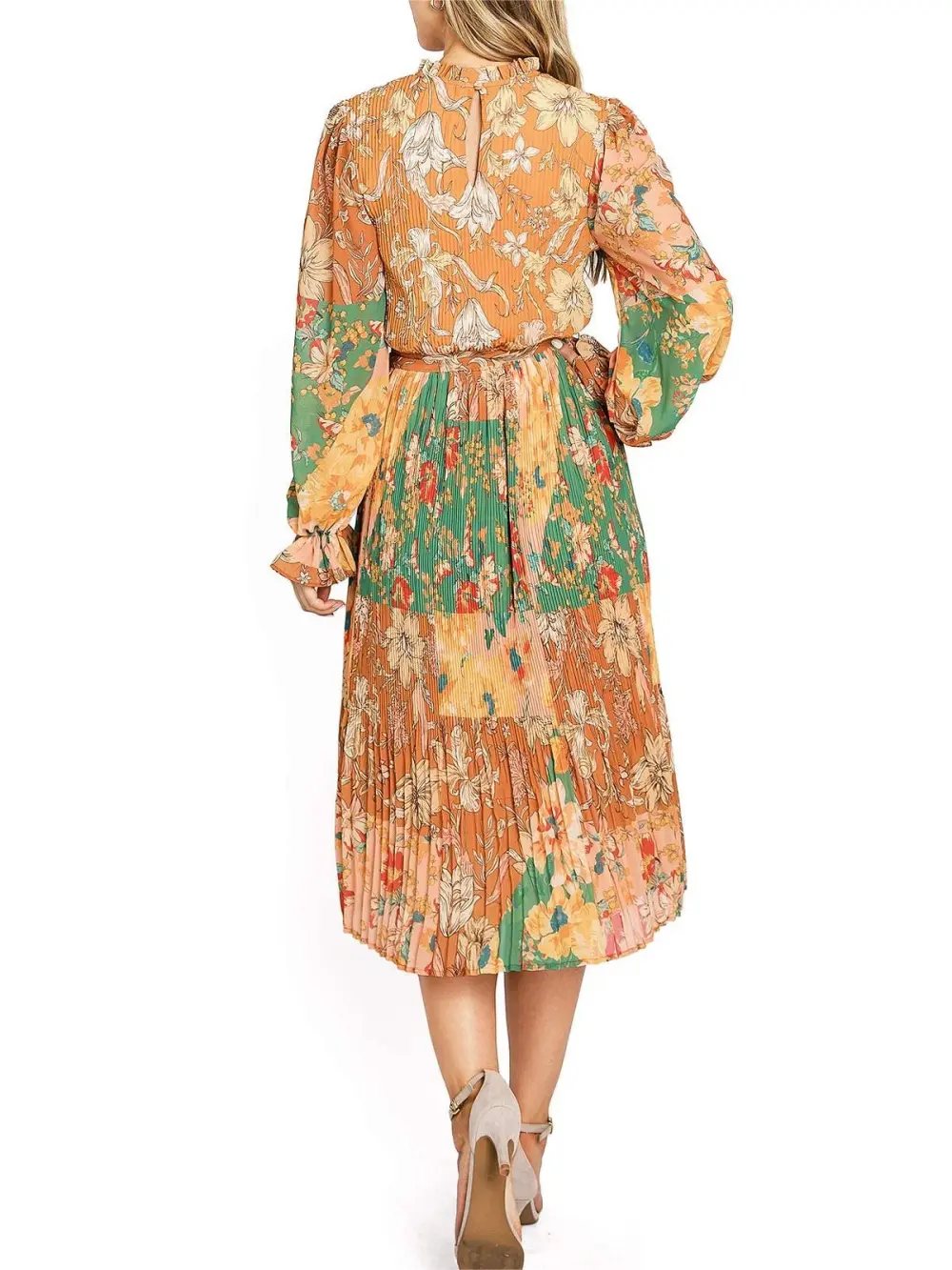 Multicolor Boho - Print Belted Midi Dress