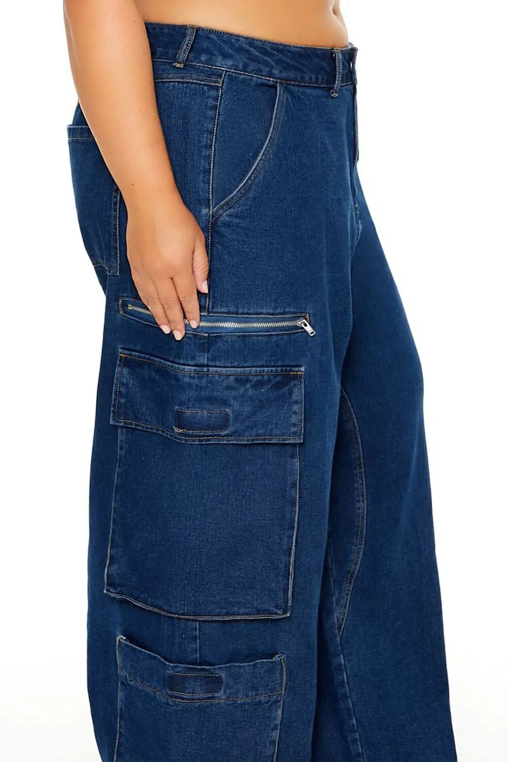 Plus Size Mid-Rise Cargo Jeans