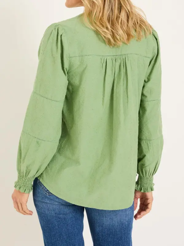 Olive Green Embroidered Blouse