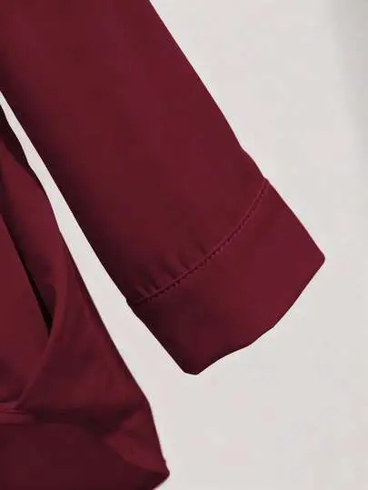 Pleated Hem 3/4 Sleeve Blouse