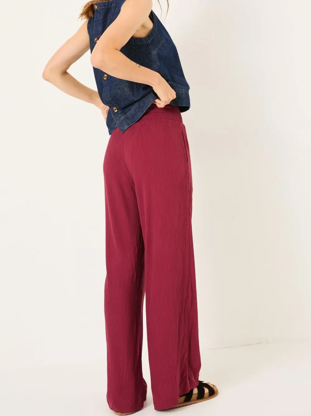 Burgundy Red Wide Leg Trousers