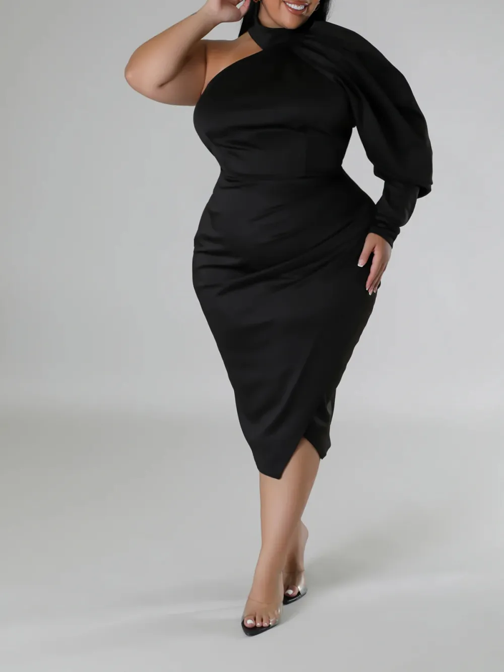 Satin One Shoulders Dress