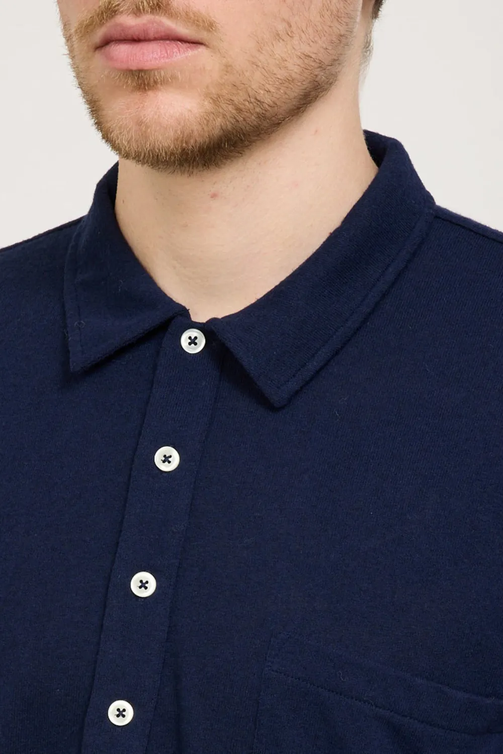 Pullover Shirt Navy Recycled Wool Mix