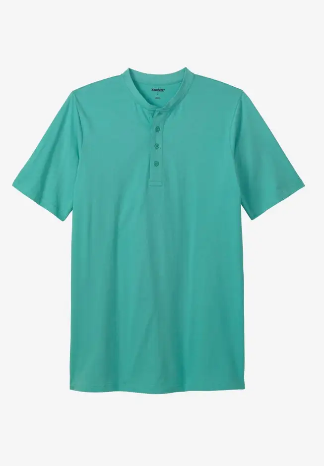 Shrink-Less Longer Length Lightweight Henley T-Shirt
