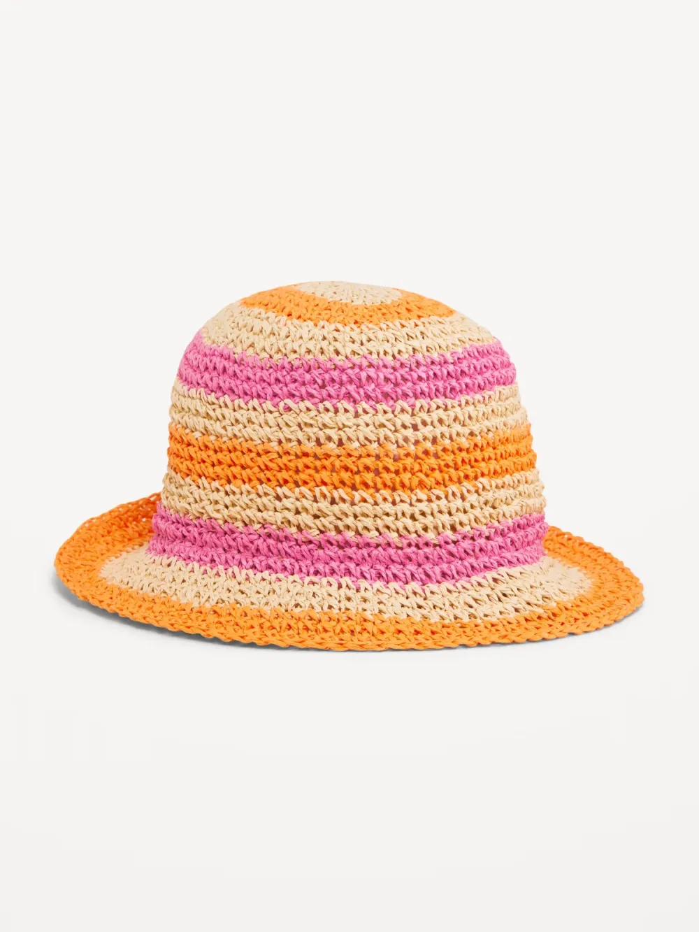 Orange and Pink Striped Crochet Hat